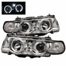 1PC Chrome Halo Amber Projector Headlights for 99-01 BMW E38 7